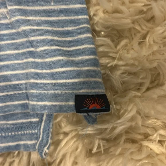 Faherty Men's Cloud Cotton Blue Stripe Short Sleeve Polo Shirt Size xl - Picture 3 of 4